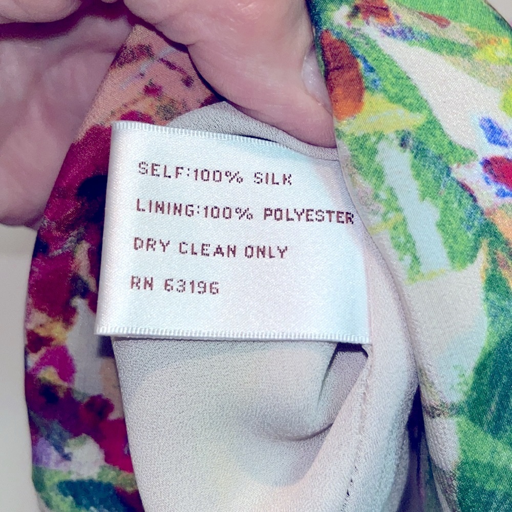 Suzi Chin For Maggie Silk Asymmetrical Sleeveless Dress Size 6 Vibrant Colors - Picture 13 of 13